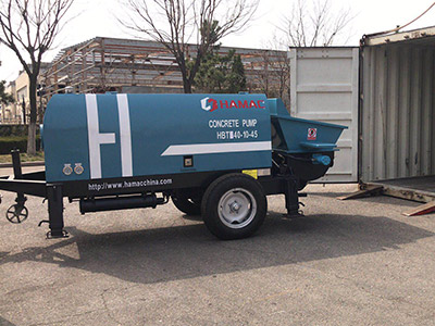 Hamac HBT40 electric concrete pump delivering to Town of Cainta