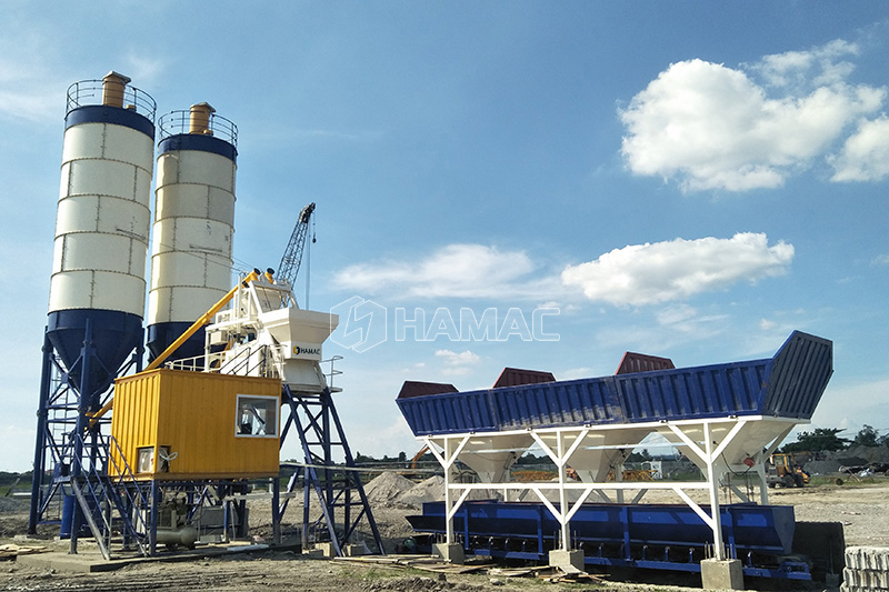HZS50 concrete batching plant in the Philippines